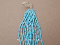 アンティーク スフレビーズ ターコイズブルー 2.5×7mm 約480ピース 吹きガラス製ビーズ