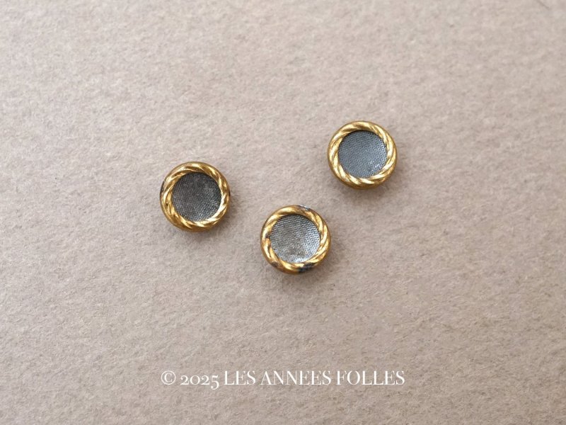 画像1: 【クリスマスセール2025対象外】19世紀 アンティーク 極小 メタルボタン 6mm 3点セット