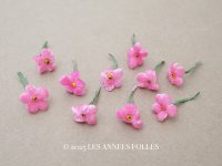 【クリスマスセール2025対象外】アンティーク 勿忘草 ベルベットの布花  ピンク 9〜10ピースのセット 15mm