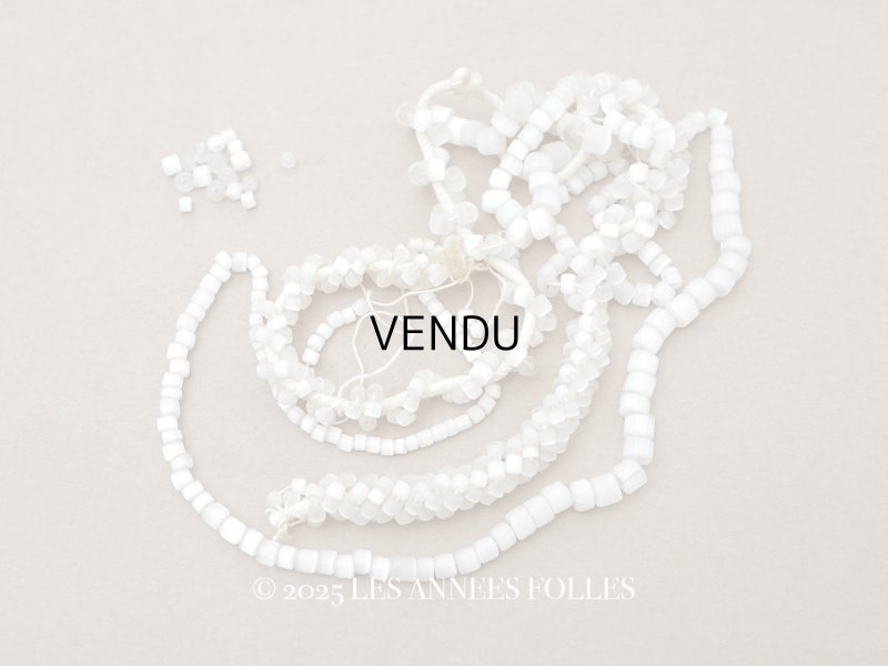 画像1: アンティーク 大粒 サティネビーズ オフホワイト ガラスビーズ