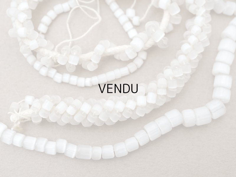 画像3: アンティーク 大粒 サティネビーズ オフホワイト ガラスビーズ