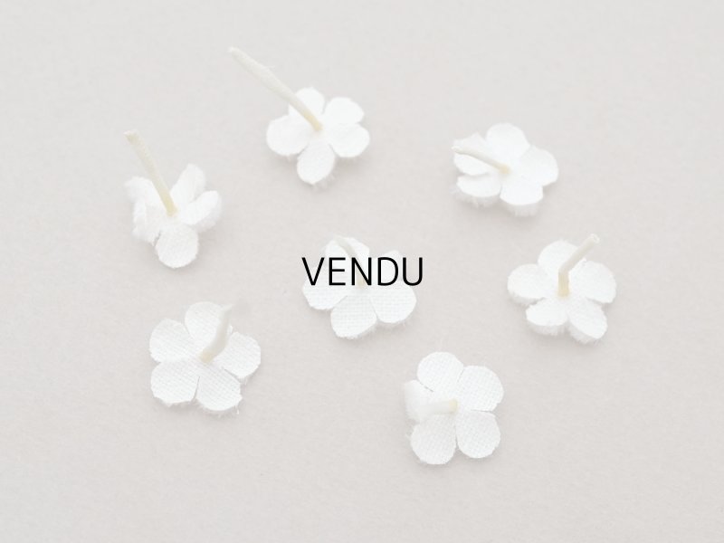 画像4: アンティーク 勿忘草 ベルベットの布花  オフホワイト 7ピースのセット 15mm