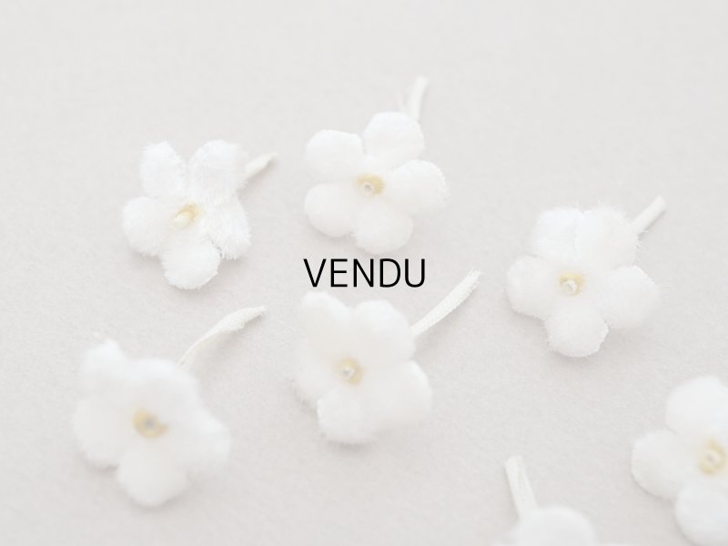 画像3: アンティーク 勿忘草 ベルベットの布花  オフホワイト 7ピースのセット 15mm