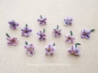 アンティーク 勿忘草の小さな布花 薄紫 12ピースのセット 約14mm