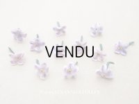 アンティーク 勿忘草の小さな布花 薄紫 12ピースのセット 約14mm