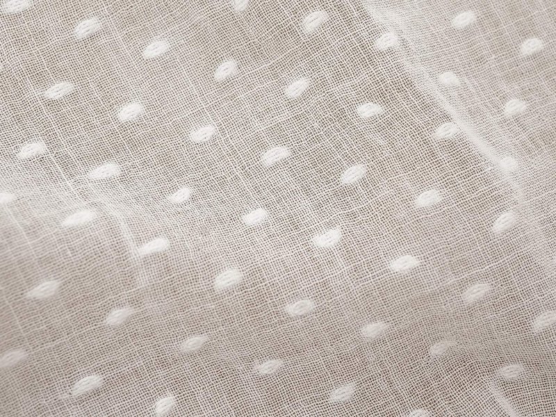 画像2: アンティーク  ドット刺繍入り コットンオーガンジー オフホワイト ファブリック 83×77cm