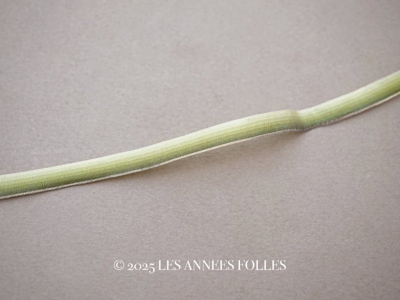 画像1: アンティーク シルクリボン 金糸の縁取り グリーンのグラデーション 幅7mm シルク製 リボン