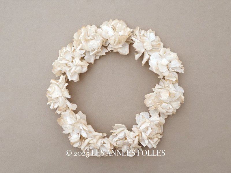 画像1: アンティーク 薔薇の布花のティアラ 花冠  オフホワイト