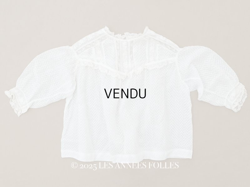 画像1: ＊蚤の市＊1900年頃 アンティーク ベビー用 ブラウスドット刺繍のコットンファブリック 