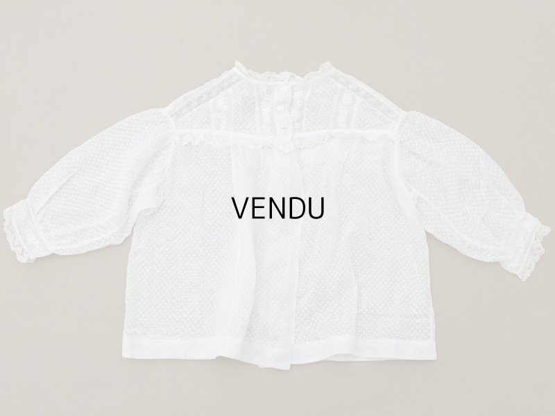 画像8: ＊蚤の市＊1900年頃 アンティーク ベビー用 ブラウスドット刺繍のコットンファブリック 