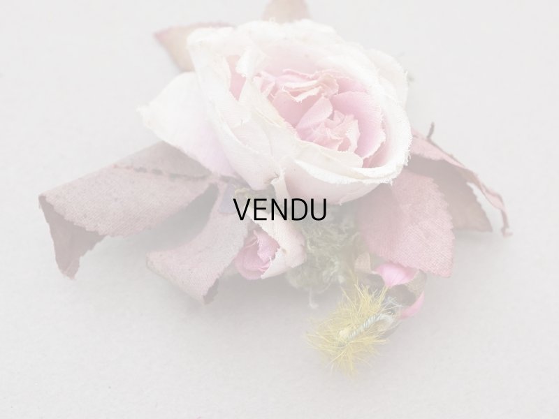 画像2: 1900年頃 アンティーク薔薇の布花 パウダーピンク