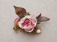 画像2: 1900年頃 アンティーク薔薇の布花 パウダーピンク (2)