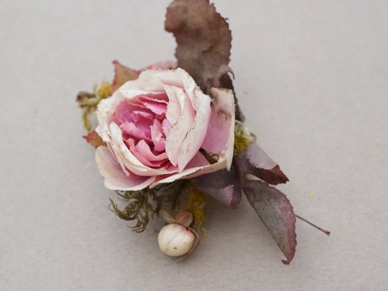 画像5: 1900年頃 アンティーク薔薇の布花 パウダーピンク