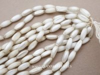  アンティーク スフレビーズ マーキス型 ライン入り ホワイトシルバー  4×9mm  約390ピース 吹きガラス製 ビーズ