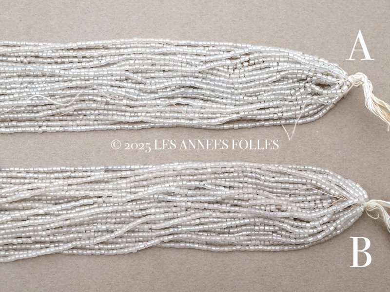 画像8: アンティーク シードビーズ 半透明＆シルバー ガラス製 1cm=7粒 26g