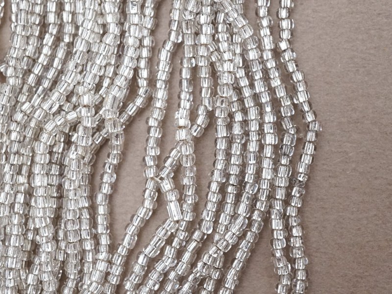 画像4: アンティーク ライン入り クリア＆シルバー シードビーズ ガラスビーズ 46〜63g