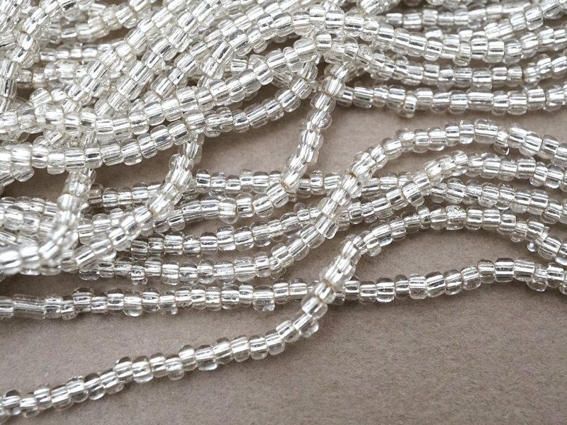 画像3: アンティーク ライン入り クリア＆シルバー シードビーズ ガラスビーズ 46〜63g