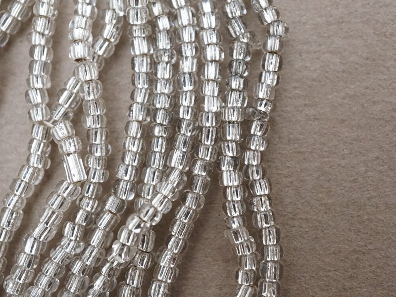 画像5: アンティーク ライン入り クリア＆シルバー シードビーズ ガラスビーズ 46〜63g