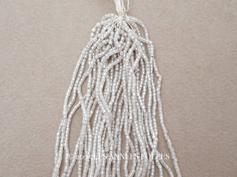 画像1: アンティーク シードビーズ 半透明＆シルバー ガラス製 1cm=7粒 26g