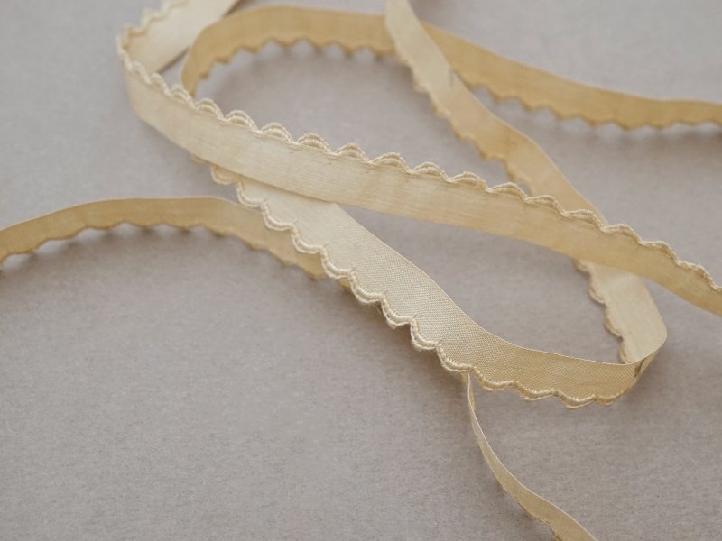 画像5: アンティーク スカラップトリム 刺繍入り ライトベージュ 1.7m 1cm幅 