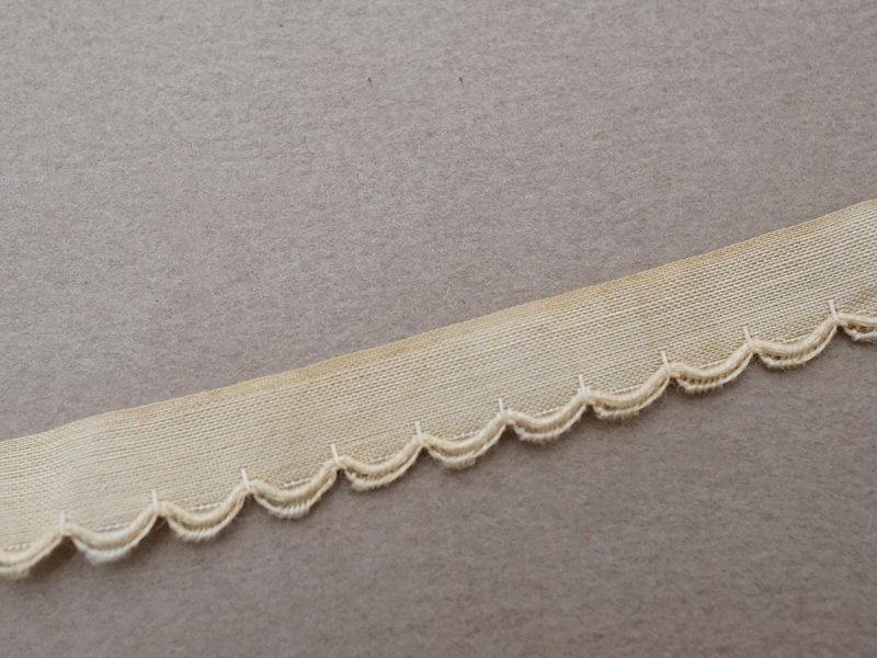 画像6: アンティーク スカラップトリム 刺繍入り ライトベージュ 1.7m 1cm幅 