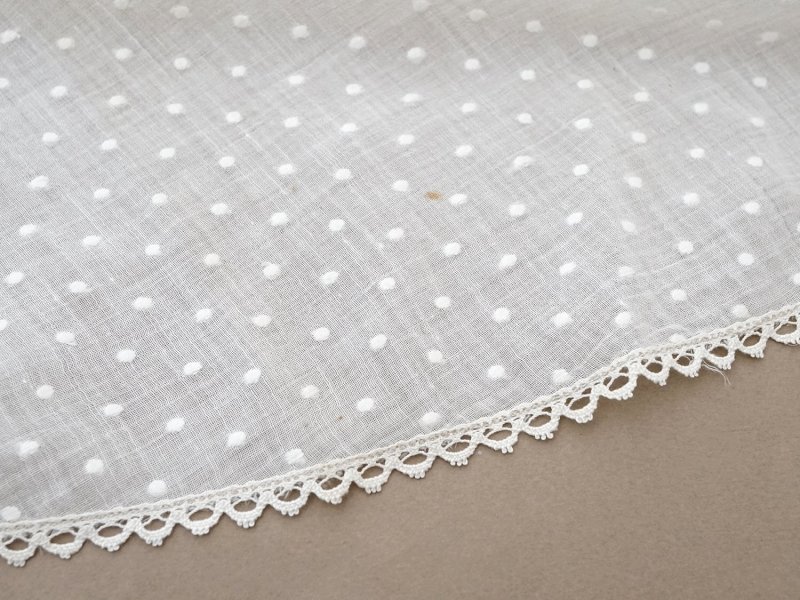 画像5: アンティーク  ドット刺繍入り コットンオーガンジー オフホワイト ファブリック テーブルクロス