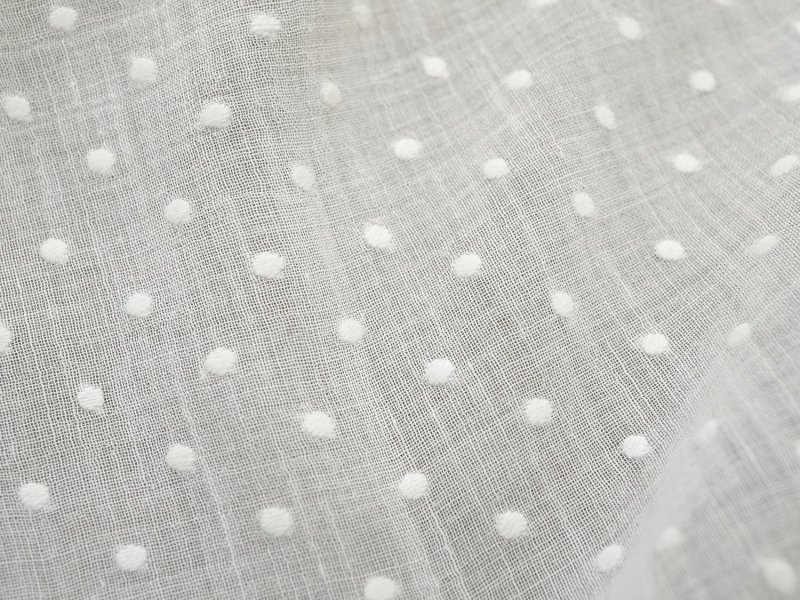 画像3: アンティーク  ドット刺繍入り コットンオーガンジー オフホワイト ファブリック テーブルクロス