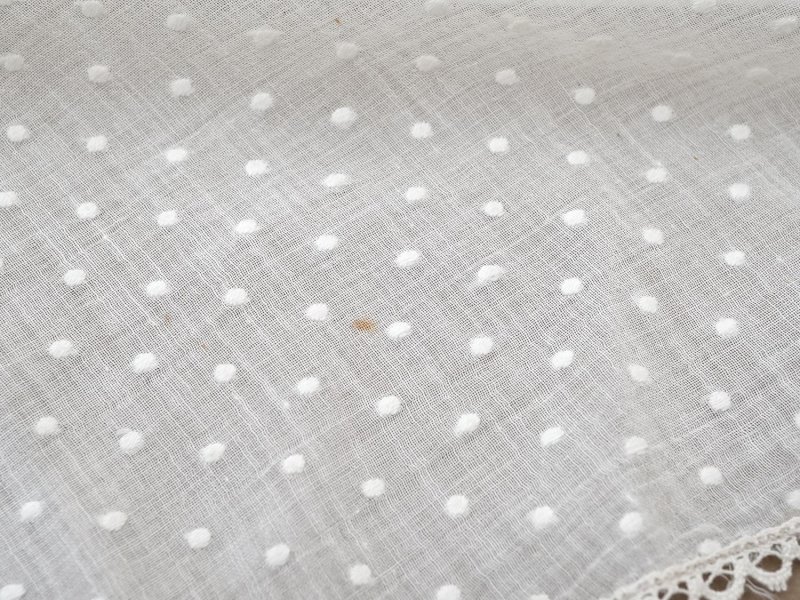 画像7: アンティーク  ドット刺繍入り コットンオーガンジー オフホワイト ファブリック テーブルクロス