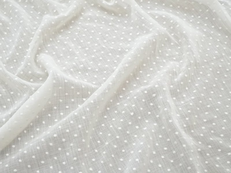画像4: アンティーク  ドット刺繍入り コットンオーガンジー オフホワイト ファブリック テーブルクロス