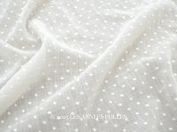アンティーク  ドット刺繍入り コットンオーガンジー オフホワイト ファブリック テーブルクロス