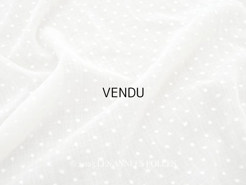 画像1: アンティーク  ドット刺繍入り コットンオーガンジー オフホワイト ファブリック テーブルクロス