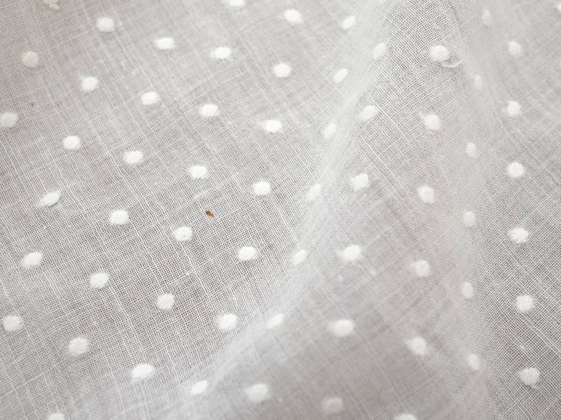 画像8: アンティーク  ドット刺繍入り コットンオーガンジー オフホワイト ファブリック テーブルクロス