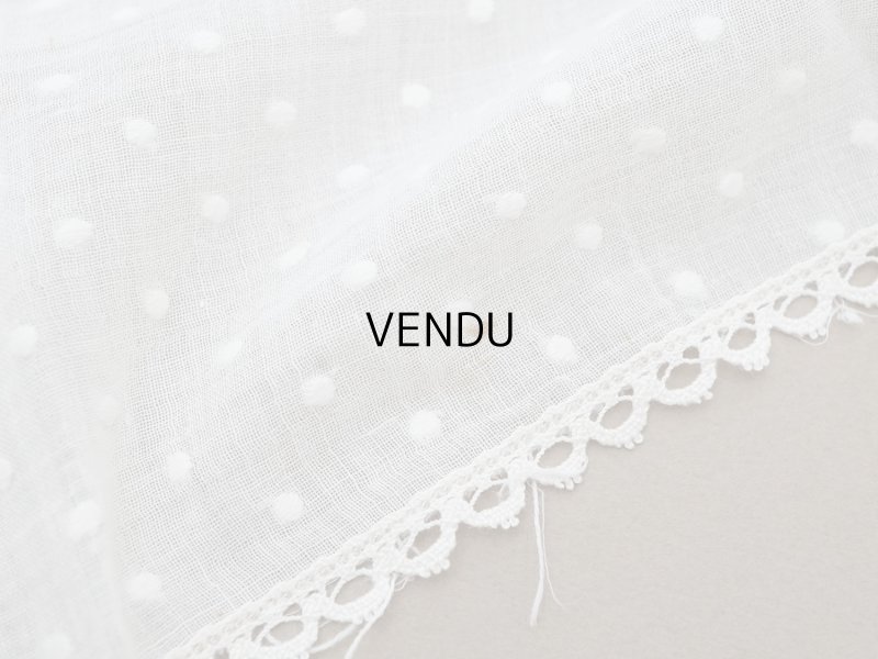 画像12: アンティーク  ドット刺繍入り コットンオーガンジー オフホワイト ファブリック テーブルクロス