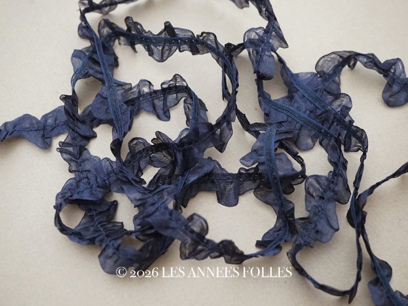 画像1: ＊蚤の市セット＊シルクシフォンのリボン 2.57m ダークブルー