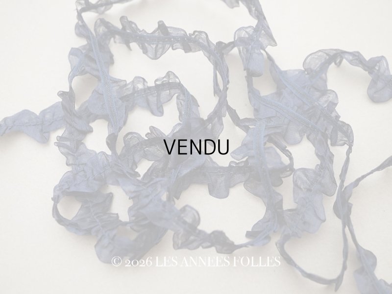 画像1: ＊蚤の市セット＊シルクシフォンのリボン 2.57m ダークブルー