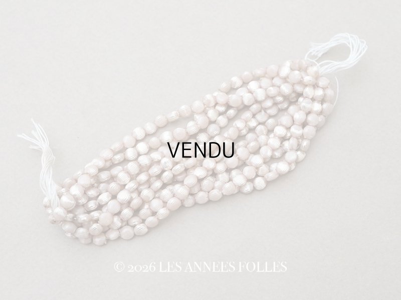 画像1: アンティーク  パウダーピンク ライン入りスフレビーズ 5mm 約280ピース 吹きガラス製 ビーズ