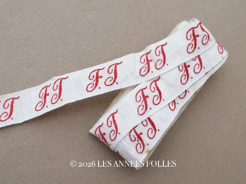 画像1: アンティーク 幅広 イニシャルテープ【FT】約3.5m ボルドー