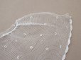 画像9: アンティーク 幅広 フリルレース 2.5m オフホワイト ドット刺繍入り チュールレース  幅11.5cm  (9)
