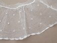 画像5: アンティーク 幅広 フリルレース 2.45m オフホワイト ドット刺繍入り チュールレース  幅11.5cm  (5)