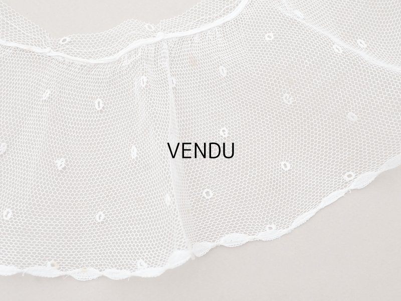 画像5: アンティーク 幅広 フリルレース 2.45m オフホワイト ドット刺繍入り チュールレース  幅11.5cm 