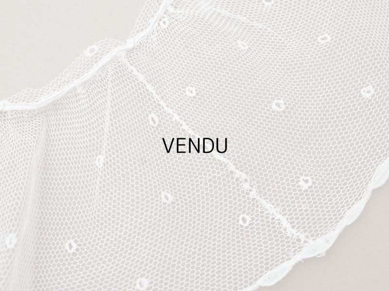 画像8: アンティーク 幅広 フリルレース 2.45m オフホワイト ドット刺繍入り チュールレース  幅11.5cm 