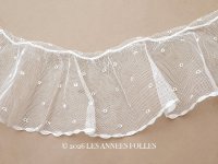 アンティーク 幅広 フリルレース 2.5m オフホワイト ドット刺繍入り チュールレース  幅11.5cm 