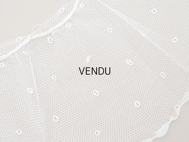 画像6: アンティーク 幅広 フリルレース 2.45m オフホワイト ドット刺繍入り チュールレース  幅11.5cm 