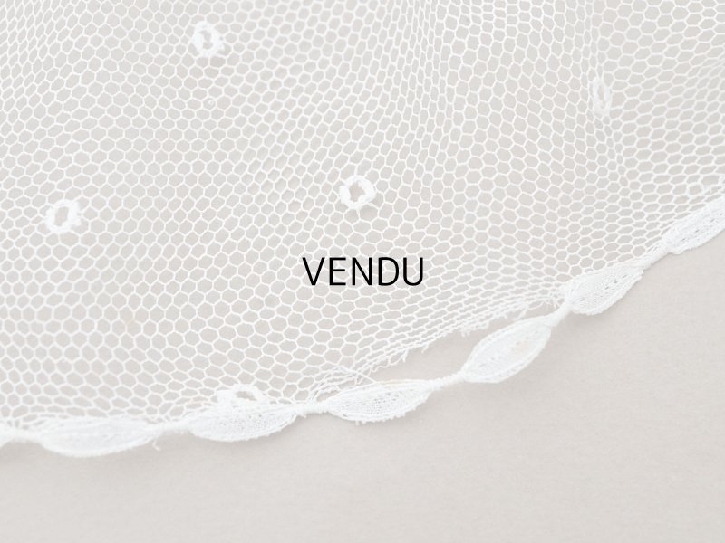 画像7: アンティーク 幅広 フリルレース 2.45m オフホワイト ドット刺繍入り チュールレース  幅11.5cm 