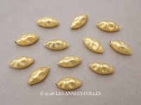 アンティーク スフレビーズ バロック ゴールド 約10×21mm 12ピースのセット マーキス型  吹きガラス製ビーズ