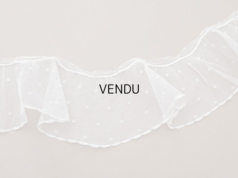 画像3: アンティーク 幅広 フリルレース 2.45m オフホワイト ドット刺繍入り チュールレース  幅11.5cm 