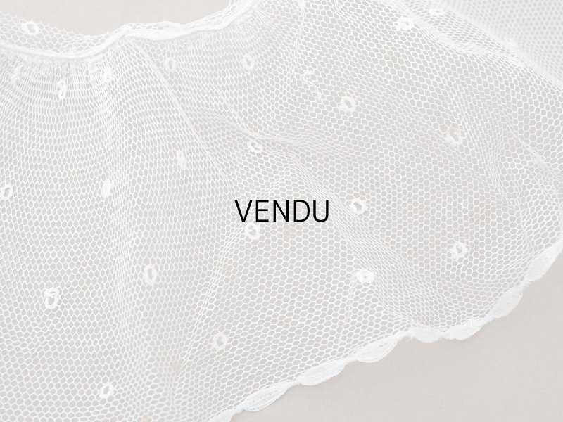 画像9: アンティーク 幅広 フリルレース 2.45m オフホワイト ドット刺繍入り チュールレース  幅11.5cm 