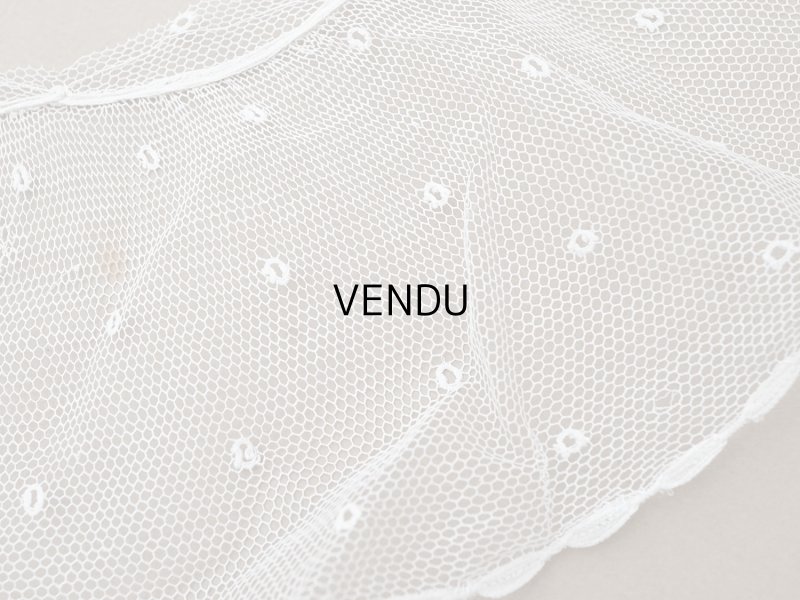 画像10: アンティーク 幅広 フリルレース 2.45m オフホワイト ドット刺繍入り チュールレース  幅11.5cm 