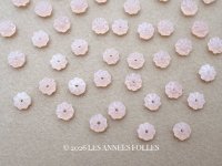 アンティーク ガラス製 ビーズ 花型 ピンクオパール色 6mm 約50ピースのセット