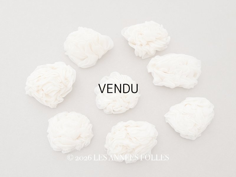 画像1: ＊蚤の市セット＊ アンティーク シルクシフォン 薔薇の布花 8点セット